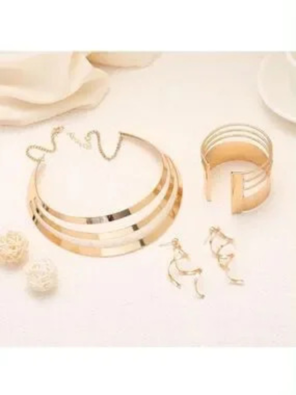 Anthropologie Gold Color Multi-Band Collar Necklace Set